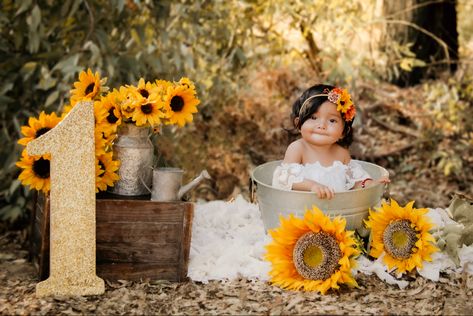 Sunflower Smash Cake, Half Pictures, Birth Photoshoot, Summer Baby Photos, Sunflower Shoot, 1rst Birthday, Sunflower Birthday Parties, Mimi Birthday