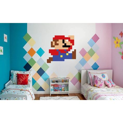 Design With Vinyl Super Mario Bros Kart Mario Pi Wall Decal | Wayfair Super Mario Room, Boy And Girl Shared Room, Peach Rooms, Peach Bedroom, Mario Room, Mario And Princess Peach, Mario Stuff, Boy Girl Bedroom, Shared Room