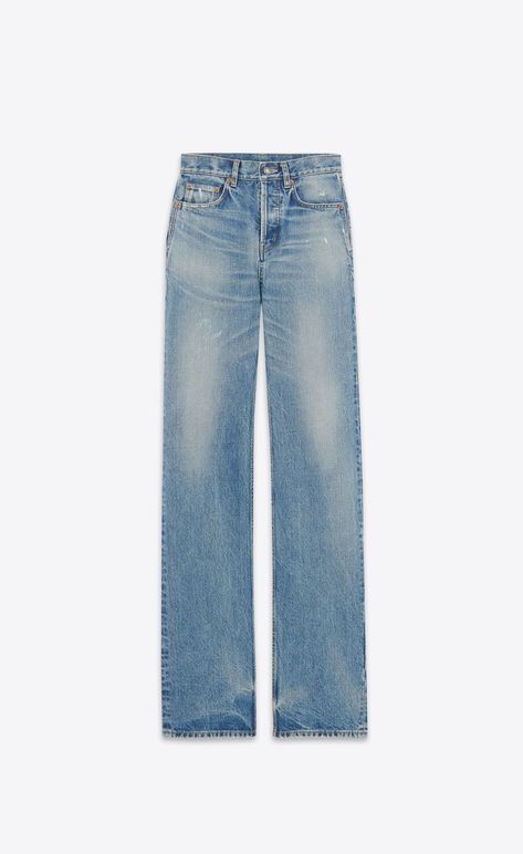 Long straight jeans in charlotte blue denim | Saint Laurent | YSL.com Ysl Jeans, Long Straight Jeans, Jeans Png, Fashion Show Videos, Water Fashion, Saint Laurent Jeans, Pants Collection, Summer 2025, Digital Closet