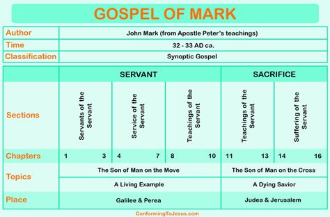 Mark Bible, Synoptic Gospels, Bible Genealogy, Bible Overview, Theology Books, Inductive Bible Study, New Testament Books, Gospel Of Mark, Revelation Bible