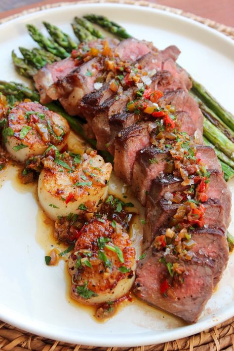 Steak and Scallops - Kristen Faith Eats Steak And Scallops Recipes, Steak And Scallops, Scallops Recipes, Chili Butter, Tomato Chili, Hormone Reset Diet, Rose Spritz, Hormone Reset, Reset Diet