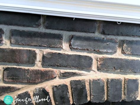 How to Paint a Black Brick Fireplace | Jennifer Allwood Black Painted Brick Fireplace, Black Painted Brick, Update Brick Fireplace, Black Brick Fireplace, Brick Wall Ideas, Diy Brick Wall, Jennifer Allwood, Fireplace Style, White Brick Fireplace