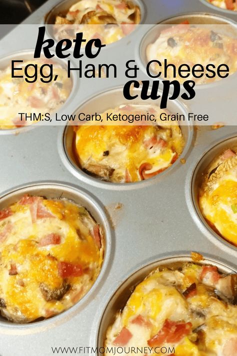 Keto Ham Egg Cups - Fit Mom Journey Ham And Cheese Cups, Ham Egg Cups, Keto Cups, Cheese Cups, Desayuno Keto, Paleo Foods, Keto Os, 1200 Calorie, Healthy Style