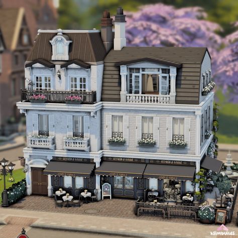 Sims 4 Victorian House, Cozy Bistro, Cottage Core Bloxburg House, Lotes The Sims 4, Sims 4 House Building, Sims 4 House Design, Casas The Sims 4, Sims Building, Sims House Plans