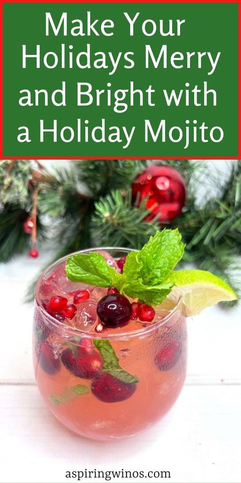 Make Your Holidays Merry and Bright with a Holiday Mojito | Christmas Drink Recipes | Holiday Drink Recipes | Christmas Mojito Recipe | Mocktail Version | Tis the season to make fun drinks #Christmas #Rum #ChristmasCocktail #Mojito #HolidayMojito Christmas Mojito Recipe, Keto Mojito Recipe, Holiday Drink Recipes Christmas, Holiday Mojito, Christmas Mojito, Christmas Drink Recipes, Mojito Recipe Pitcher, Easy Holiday Drinks, Holiday Drink Recipes