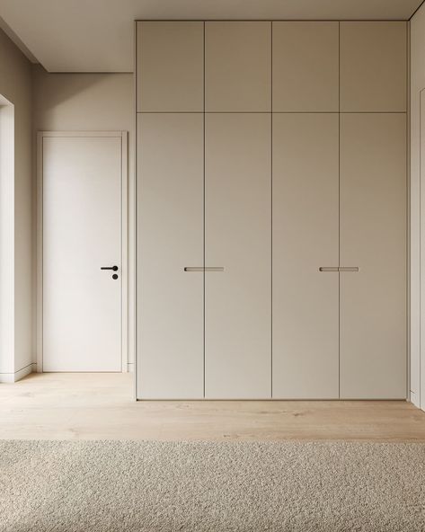 Spacious apartment with guest rooms Greige Wardrobe, Minimalist Mudroom, Minimalist Wardrobe Design, Japandi Interiors Bedroom, Scandinavian Closet, Bedroom Minimalist Modern, Small Room Makeover, Japandi Interiors, 70s Interior