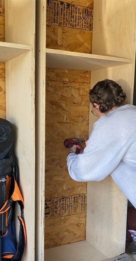 How to organize your garage with DIY cabinets — Built by Caitlin How To Build Garage Cabinets, Garage Storage Cabinets Built Ins, Custom Garage Cabinets Built Ins, Garage Corner Storage Ideas, Plywood Garage Cabinets, Diy Shop Cabinets, Diy Screw Storage Ideas, Tool Cabinet Organization, Diy Tool Storage Organizing Ideas