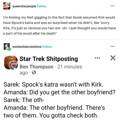 Star Trek Vulcan Art, Star Trek Vulcan Ships, Star Trek Tumblr Posts, Vulcan Star Trek, Star Trek Text Posts, Fandom Star Trek, Star Trek Memes Hilarious, Star Trek Funny, The Final Frontier