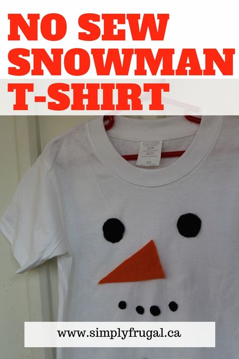 No-Sew Snowman T-Shirt Sew Snowman, Shipwrecked Vbs, Christmas Costumes Women, Snowman Costume, Homemade Christmas Gift, Snowman Dress, Diy Costumes Women, Snowman Shirt, Cute Diy Projects