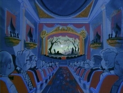 Animation Backgrounds: Mr.Magoo's CHRISTMAS CAROL Mr Magoo Christmas Carol, Stage Illustration, Old Theater, Retro Cinema, Mr Magoo, Background Art, Cartoon Background, Christmas Movie, Animation Background