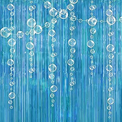 Bubble Garland, Fringe Curtain Backdrop, Ocean Party Decorations, Kids Beach Party, Foil Fringe Curtain, Mermaid Party Supplies, Curtain Backdrop, Streamer Backdrop, Baby Shower Photo Booth