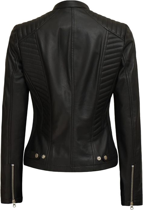 Blingsoul Fashion Leather Jackets for Women | [1310422] Rachel Black, S at Amazon Women's Coats Shop Black Cafe Racer, Racer Leather Jacket, Cafe Racer Leather Jacket, Leather Varsity Jackets, Leather Jacket Women, Cafe Racer Jacket, Collar Leather Jacket, Racer Jacket, Social Circle