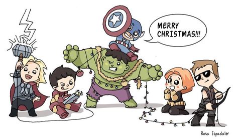 Christmas Superhero Art, Marvel Christmas Card, Christmas Marvel, Marvel Illustration, Avengers Christmas, Marvel Christmas, Chibi Marvel, Avengers Theme, Baby Avengers