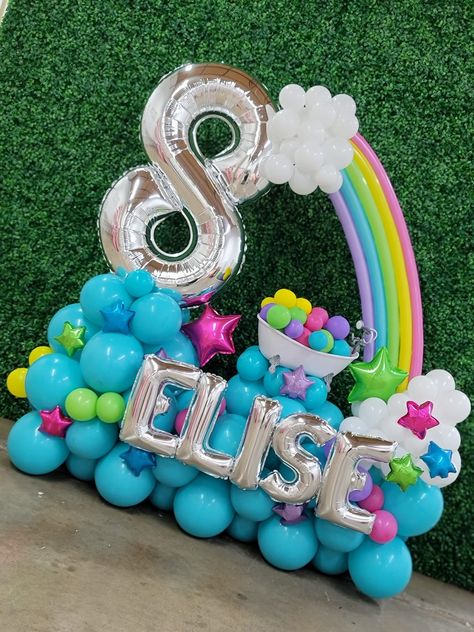 Balloon Marquee Bouquet, Rainbow Balloon Bouquet, Balloon Marquee, Balloon Baby Shower Centerpieces, Birthday Balloon Bouquet, Rainbow Balloon Arch, Balloons Bouquet, Balloon Centerpiece, Balloon Bouquet Diy