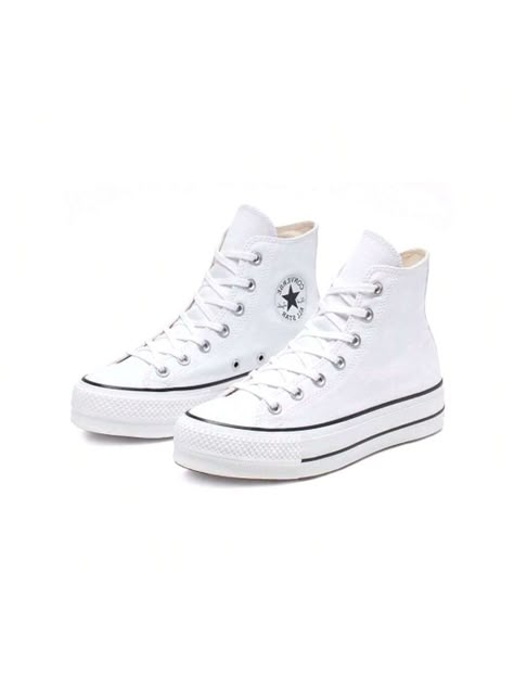 WOMEN CHUCK TAYLOR ALL STAR LIFT WHITE/BLACK/WHITE Multicolor         Sports & Outdoor Shoes, size features are:Bust: ,Length: ,Sleeve Length: White Converse High Tops, Cute Converse Shoes, White Shoes For Girls, Tenis Converse, Black And White Converse, White High Top Converse, Cute Converse, Converse Women