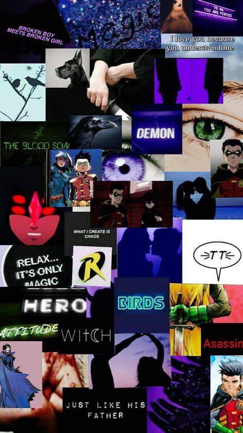 Raven Lockscreen, Damian And Raven, Titans Fanart, Dc Ships, Robin And Raven, Animes Memes, Teen Titans Fanart, 16 Personalities, Damian Wayne