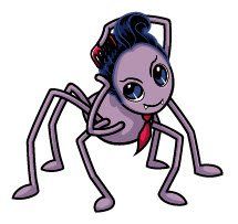 Memphis "Daddy O" Longlegs is the pet spider of Operetta. Memphis is a greyish-purple spider. He has black, greased, Elvis like hair which he combs with a red comb. He also wears a red tie. In the webisodes he is a more intense purple, wears blue-rimmed Buddy Holly glasses, wearing a black suit, black gloves and red Converse shoes. Buddy Holly Glasses, Red Converse Shoes, Monster High Wiki, Cartoon Gloves, Pet Monsters, Pet Spider, The Phantom Of The Opera, Red Converse, Monster High Art