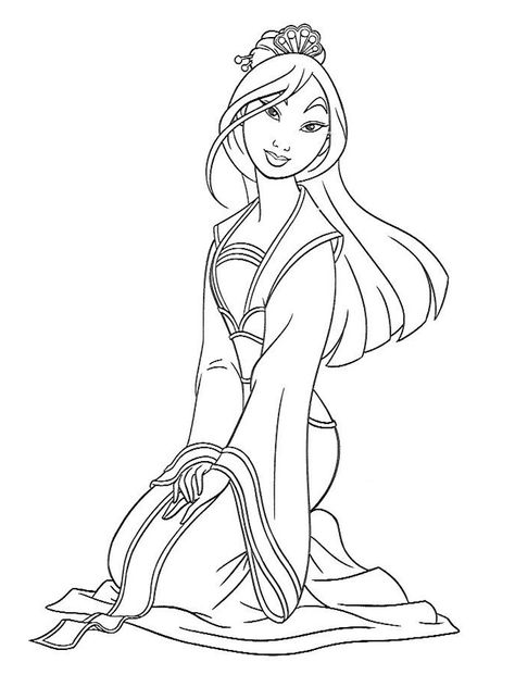 Mulan Colouring Pages, Mulan Outline, Mulan Coloring Pages, Princess Outline, Disney Princess Outline, Bisexual Wallpaper, Disney Painting, Anastacia Disney, Mulan Mushu