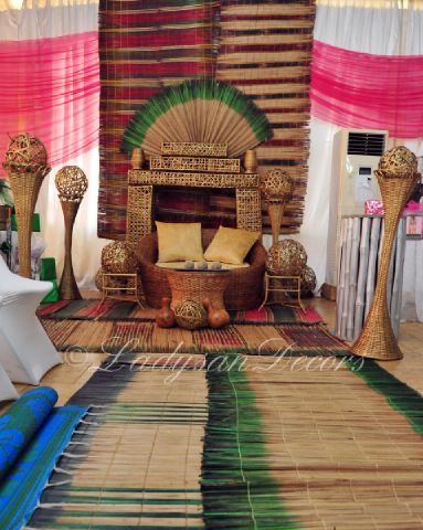 Nigerian Traditional Wedding Decor by Ladysans Decor   www.loveweddingsng.com Sotho Traditional Wedding Decor, Nigeria Traditional Wedding Decoration, Nigerian Decor, Nigerian Traditional Wedding Decoration, Nigerian Wedding Decor, African Wedding Theme, Traditional Decor Southern, African Inspired Wedding, Bride Groom Table