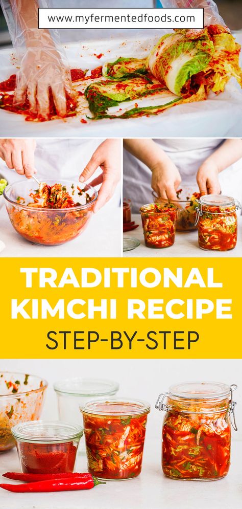 Traditional Kimchi Recipe, Traditional Kimchi, Fermented Foods Benefits, Fermented Kimchi, Korean Side Dishes, Garlic And Ginger, Kimchi Recipe, Fermentation Recipes, Fermented Vegetables