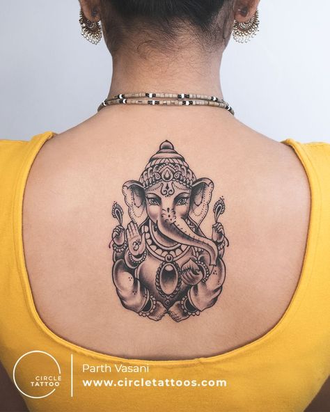 Ganesha Tattoo Back, Ganesha Tattoo Mandala, Tattoo Artist Tips, Mickey Tattoo, Ganesh Tattoo, Krishna Tattoo, Baby Tattoo Designs, Women Circle, Wrist Tattoo Ideas