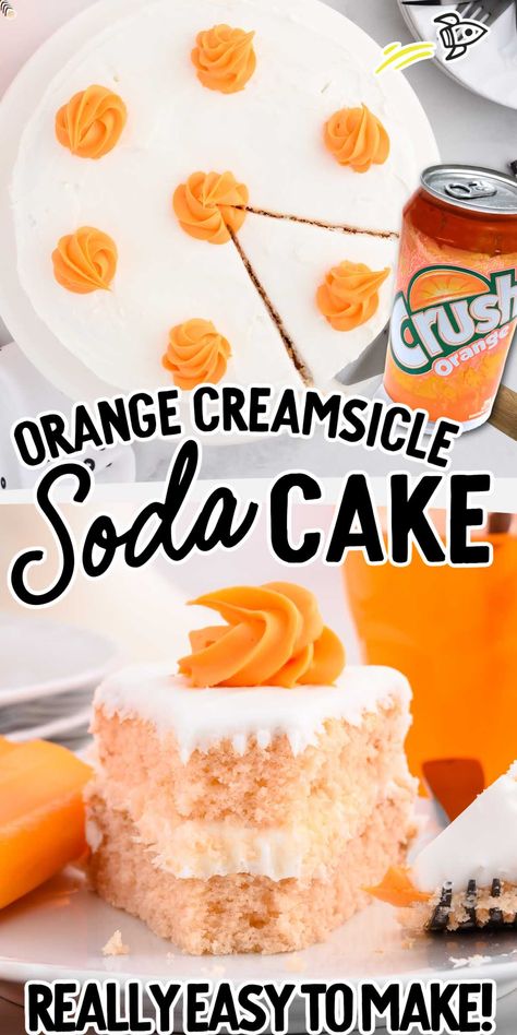 Recipes With White Cake Mix, Creamsicle Poke Cake, Soda Cake Recipe, Creamsicle Cake, Soda Cake, Orange Jello, Creamy Pudding, Poke Cake Recipes, Easy To Make Desserts