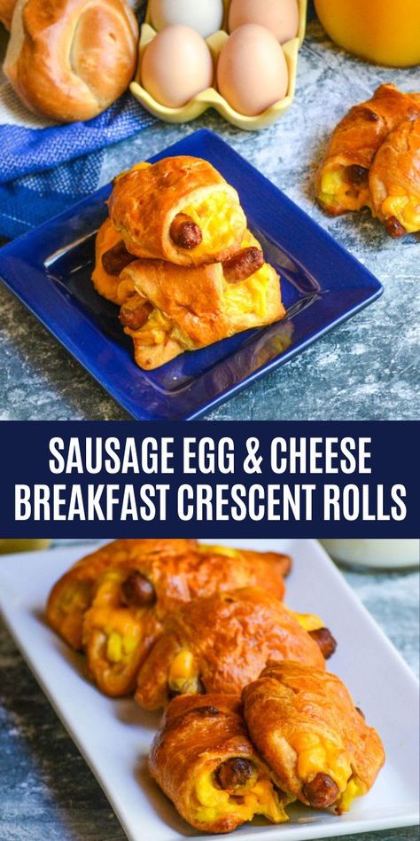 Sausage, egg and cheese breakfast crescent rolls are a delicious make ahead breakfast the whole family will love. These are the perfect make ahead grab and go meal for both busy mornings and days when you have more time to linger and enjoy. #breakfast #recipe #easyrecipe Egg Sausage Crescent Roll, Sausage And Egg Crescent Rolls, Sausage Egg Crescent Roll, Sausage Egg And Cheese Crescent Rolls, Crescent Roll Breakfast Recipes Sausage, Campout Food, Breakfast Crescent Roll Recipes, Crescent Rolls Breakfast, Breakfast Crescent