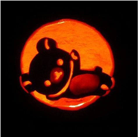 Rilakkuma Pumpkin Carving, Kpop Pumpkin Carving, Rilakkuma Pumpkin, Pompompurin Pumpkin, Sanrio Pumpkin Carving, Kawaii Pumpkin Carving, Rilakkuma Halloween, Halloween Pumpkin Carvings, Cat Pumpkin Stencil