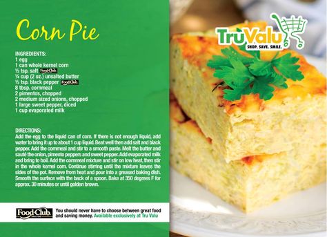 Corn Pie Recipe Simple, Corn Pie Recipe Trinidad, Corn Pie Recipe, Trinidadian Food, Trini Recipes, Trinidad Food, Corn Pie, Trinidadian Recipes, Caribbean Foods