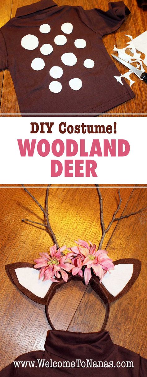 Deer Costume Diy, Girl Deer Costume, Woodland Animal Costumes, Animal Costumes Diy, Bambi Costume, Deer Costume For Kids, Costume Halloween Diy, Deer Halloween Costumes, Animal Costumes For Kids