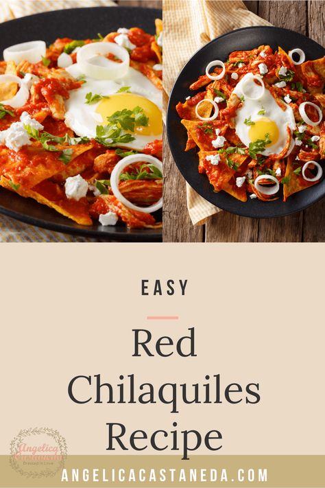 Looking for an easy red chilaquiles recipe? This red chilaquiles Mexican breakfast is the perfect brunch dish as well! Click to learn how to make it today! Chilaquiles Recipe Mexican, Red Chilaquiles Recipe, Chilaquiles With Eggs, Chilaquiles Recipe, Mexican Breakfast Recipes, Mexican Breakfast, Queso Cheese, Perfect Brunch, Brunch Dishes