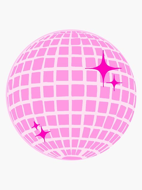 "Pink Disco Ball " Sticker by Ashleighelise2 | Redbubble Pink Disco Print, Disco Ball Sunglasses, Disco Ball Printable, Disco Ball Coaster, Disco Barbie Aesthetic, Disco Logo Design, Disco Ball Branding, Disco Ball Pattern, How To Draw A Disco Ball