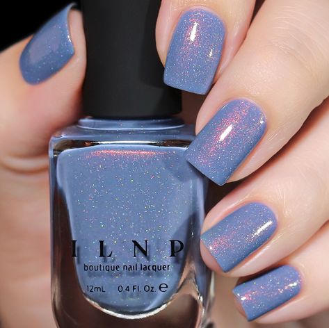 ILNP Dusk To Dawn Coffin Acrylic Nails, American Nails, Dusky Blue, Holographic Nail Polish, Dusk To Dawn, Halloween Nail Art, Holographic Nails, Nails At Home, Coffin Nails Designs