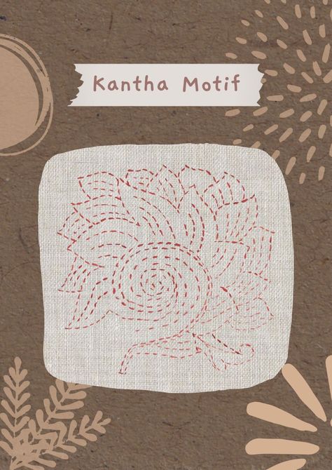 Kantha an traditional Indian hand embroidery 🪡 . . . . . #kantha #embroidery #motif #traditional #indianembroidery #kanthaembroidery #handembroidery #handwork #stitching #desing #rajsthan #classicalworks Kantha Of Bengal Embroidery Motifs, Kantha Embroidery Motifs, Kantha Motifs, Indian Hand Embroidery, Kantha Cloth, Embroidery Canvas, Embroidery Motif, Kantha Embroidery, Embroidery Stitch