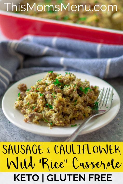 Cauliflower Wild Rice, Cauliflower Rice Casserole, Quick Keto Breakfast, Keto Sausage, Wild Rice Casserole, Keto Casserole, Cauliflower Casserole, Diet Breakfast Recipes, Low Carb Breakfast Recipes