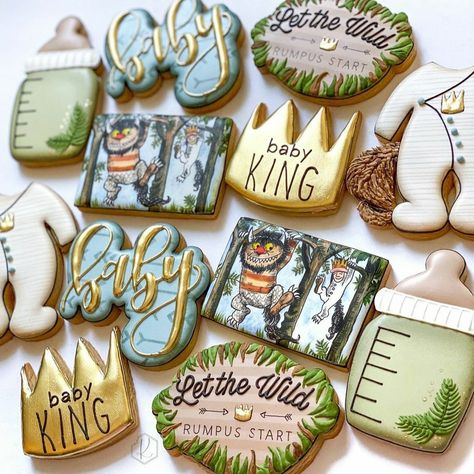 Wild Things Party, Wild Baby Shower, Baby Boy Sprinkle, Baby First Birthday Themes, Baby Shower Deco, Wild Baby, Wild One Birthday Party, Baby Boy 1st Birthday, Baby Shower Cookies