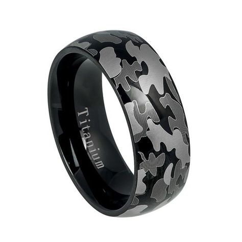 8mm Personalize Titanium Ring, Titanium Wedding Ring, Camouflage Titanium Wedding Ring, Anniversary Camo Rings, Camouflage Design, Black Wedding Band, Wedding Band Designs, Titanium Wedding Rings, Titanium Wedding Band, Titanium Ring, Yellow Gold Wedding Band, Unique Wedding Bands