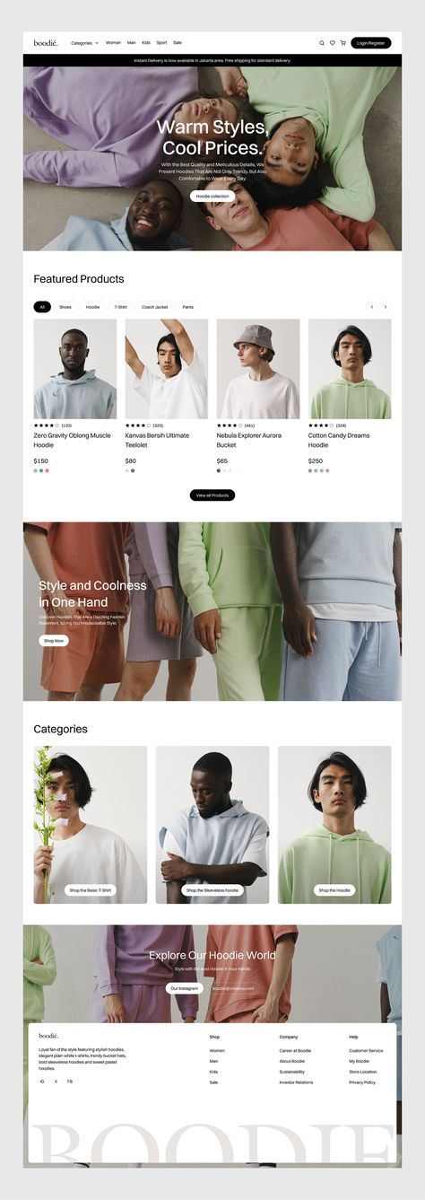 Ecommerce Design Inspiration, Clothing Store Website, Webpage Design Layout, Fashion Web Design, Fashion Website Design, Interactive Web Design, Website Design Inspiration Layout, Website Concept, Ecommerce Web Design