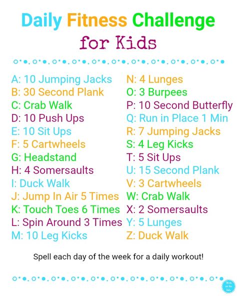 day of the week workout Fitness Games For Kids, Applesauce Muffins, Pe Ideas, Chart Ideas, Physical Activities For Kids, School Break, Exercise Chart, Workout Games, Fitness Challenge