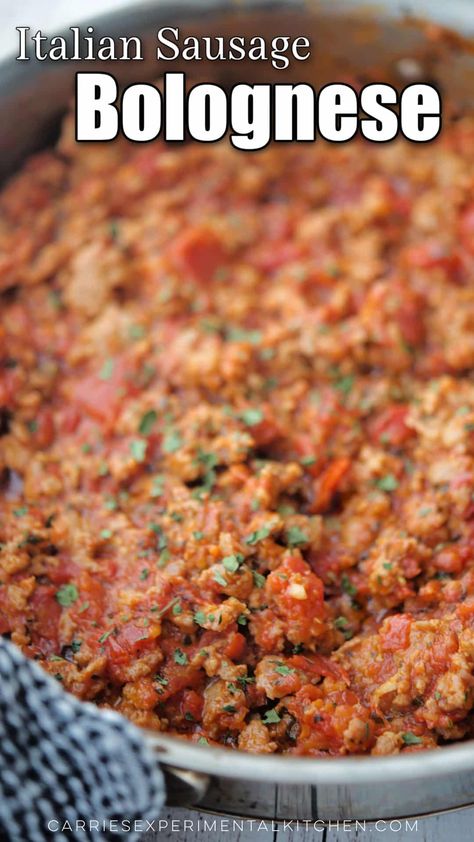 Sausage Bolognese Pasta, Sauce For Italian Sausage, Italian Sausage Meat Sauce, Pasta Sauce With Italian Sausage, Italian Sausage Bolognese Sauce, Italian Sausage Pasta Sauce Recipes, Sausage Bolognese Sauce, Ground Italian Pork Sausage Recipes, Ground Italian Sausage Recipes For Dinner