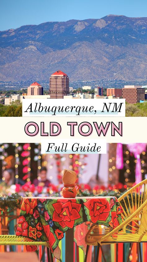 You can't visit #Albuquerque New Mexico without stopping by Old Town. The general vibe of #OldTownAlbuquerque is just sparkling with enchantment.   In this guide to Old Town, I cover hidden gems, mouthwatering local food, the coolest art galleries, and authentic #NewMexico souvenirs!  Here’s what to do in Old Town Albuquerque, New Mexico: #Travel #desert #USA Things To Do In Albuquerque New Mexico, New Mexico Travel, What To Do In Albuquerque New Mexico, Albuquerque New Mexico Food, Espanola New Mexico, Colorado Family Vacation, Albuquerque New Mexico Restaurants, Albuquerque Restaurants, Old Town Scottsdale Arizona