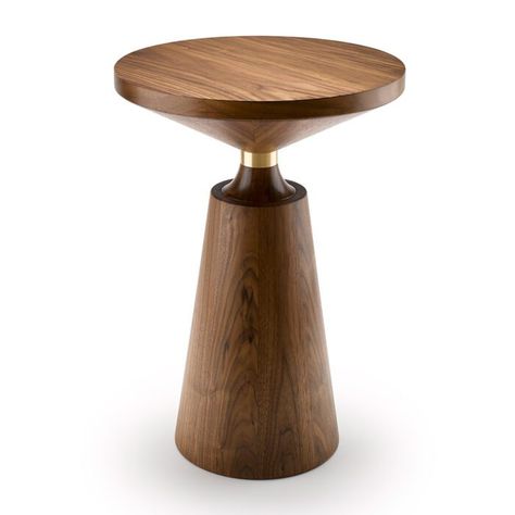 The Nicole Side Table - Stuart Scott Furniture Side Table Decor Living Room, Stuart Scott, Walnut And Brass, Metal Collar, Classical Furniture, Side Table Decor, Hotel Room Design, Contemporary Side Tables, Walnut Side Tables