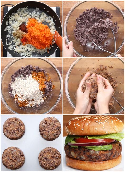 Easy Black Bean Burgers Easy Black Bean Burgers, Black Bean Burger Recipe, Burger Patties, Bean Burgers, Black Bean Burgers, Vegan Burgers, Veggie Burger, Vegan Foods, Black Bean