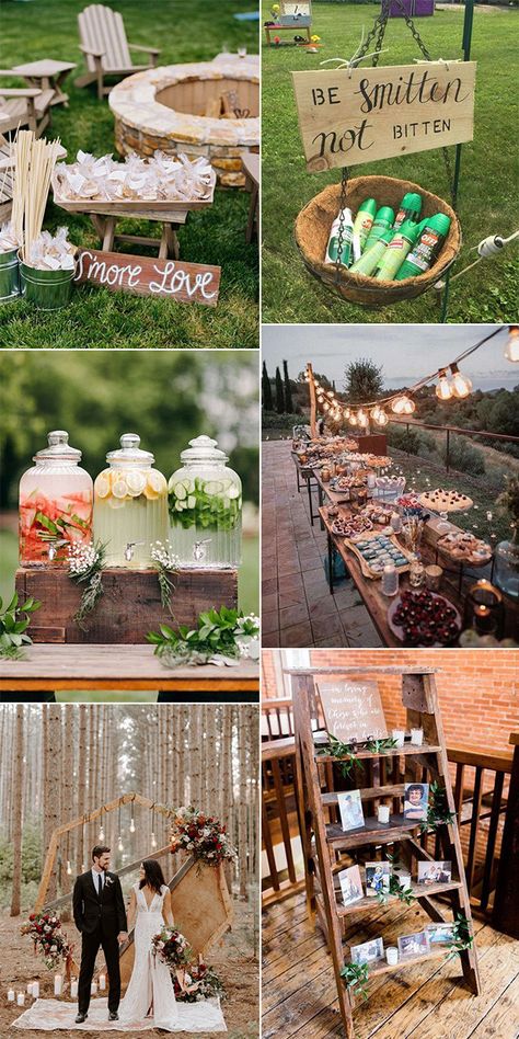 Backyard Country Wedding Reception, Vow Renewal Ideas 40 Years, Outdoor Wedding Ideas Boho, Easy Outdoor Wedding Ideas, Wedding At A Campground, Country Backyard Wedding Ideas, Wedding Rustic Decoration Outdoor, November Backyard Wedding Ideas, Rustic Outdoor Reception