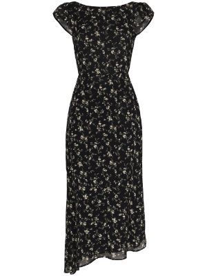 Versace Women, Stylish Work Attire, Closet Fashion, Floral Print Dress, Asymmetric Hem, Boat Neck, Classy Outfits, Pretty Dresses, Mid Length