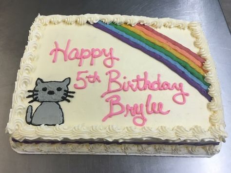 Children's Birthday Cake, sheet cake, rainbow, kitten Cat Birthday Sheet Cake, Cat Sheet Cake, Rainbow Cat Cake, Rainbow Cat Cakes Birthday, Rainbow Cake Sheet, Cat Themed Cake, Kitten Bday Cake, Birthday Cake Sheet, Cake Sheet