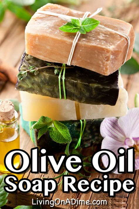 This olive oil soap recipe makes it easy to make your own homemade olive oil soap with just a few ingredients. It makes a wonderfully moisturizing and luxurious bar of soap! Make Soap For Beginners, Olive Oil Soap Recipe, Homemade Olive Oil, Living On A Dime, Hot Process Soap, How To Make Soap, Diy Soap Bars, Easy Soap Recipes, Make Soap