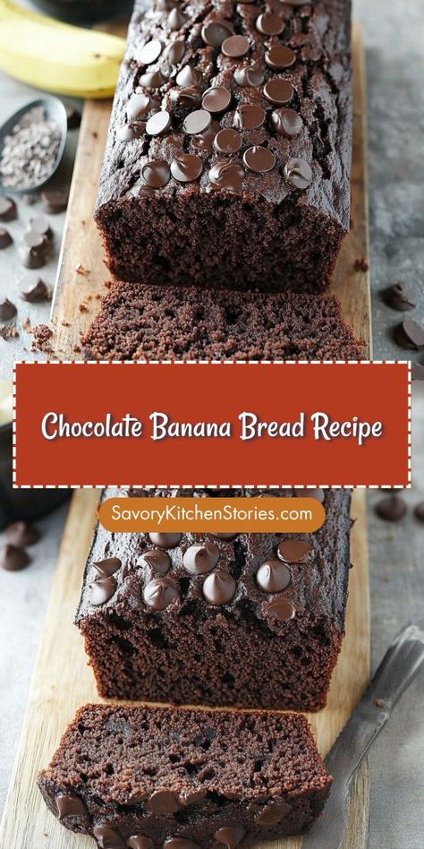 Craving a sweet, indulgent treat that’s also simple to make? This Chocolate Banana Bread Recipe delivers rich flavor and a moist texture that’s irresistible. Perfect for breakfast or dessert, be sure to save this recipe for your collection of banana bread favorites! Small Loaf Banana Bread, Banana Bread Add Ins, Banana Bread With Bread Flour, Banana Bread Variations, Banana Bread Roll, Ripe Banana Recipes Easy, Recipes For Bananas, Old Banana Recipes, Recipes For Old Bananas