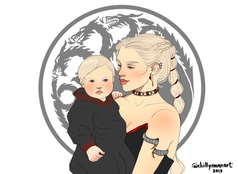 ℌ𝔢𝔯𝔢 𝔅𝔢 𝔇𝔯𝔞𝔤𝔬𝔫𝔰 — Here's Mama Visenya with her soon-to-be psycho son... Daenerys Targaryen Baby, Maegor Targaryen, Targaryen Fanart, Blood Magic, Visenya Targaryen, Here Be Dragons, Last Child, House Of Dragons, Black Magic