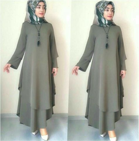 The rule of dress for women is modesty; the word hijab(حجاب) means "cover," "screen," or "curtain,"and refers to both a specific form ofveilworn by some Muslim women and the modest Islamic style of dress in general.Muslim women are required to observe the hijab in front of any man they could theoretically marry. This means that hijab is not obligatory in front of the father, brothers, grandfathers, uncles or young children. Korean Hijab, Moslem Fashion, Muslimah Dress, Muslim Women Fashion, Islamic Dress, Mode Abaya, Dress Design Sketches, Muslim Fashion Dress, Muslim Dress